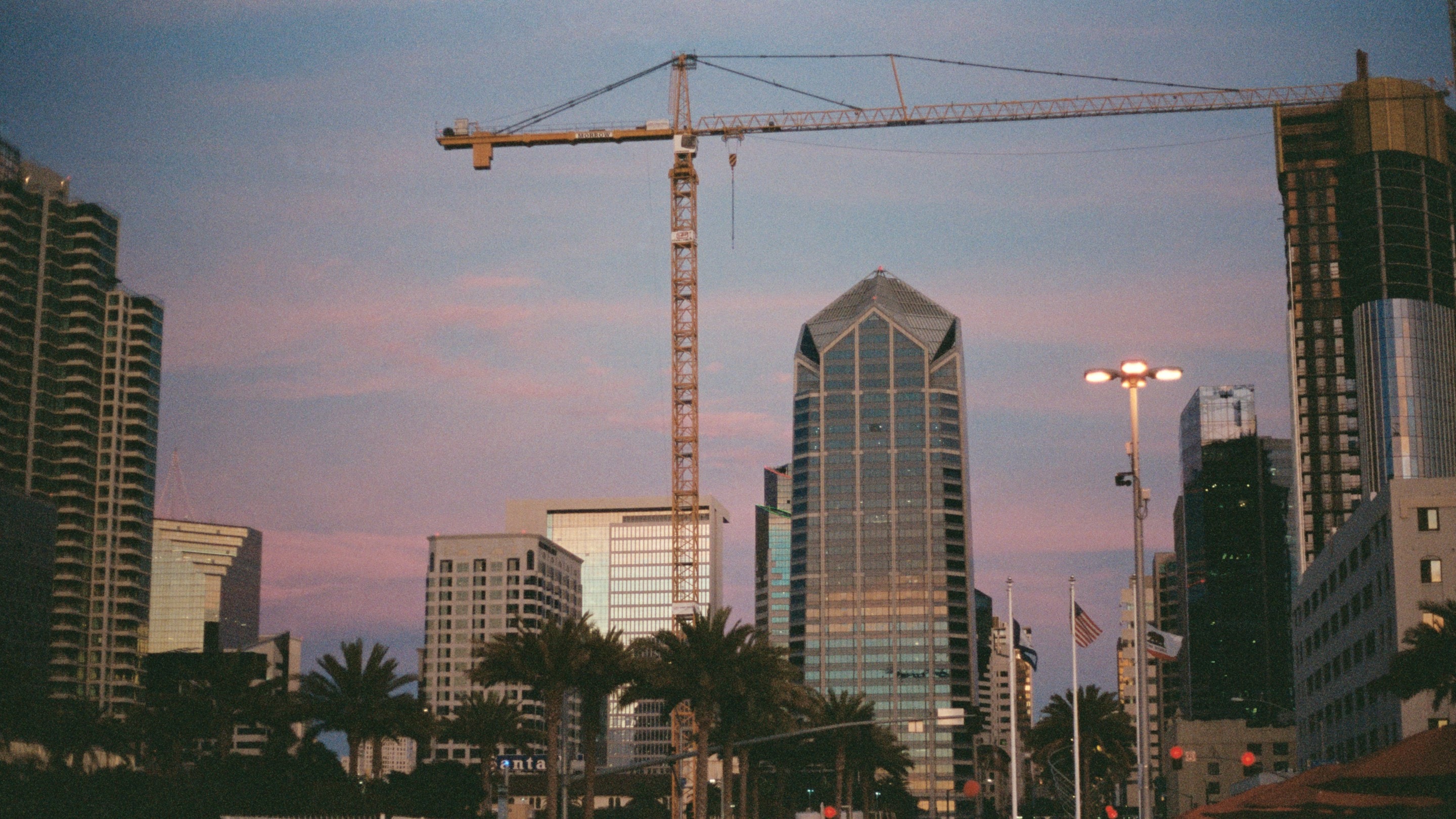 Downtown San Diego office towers at dusk